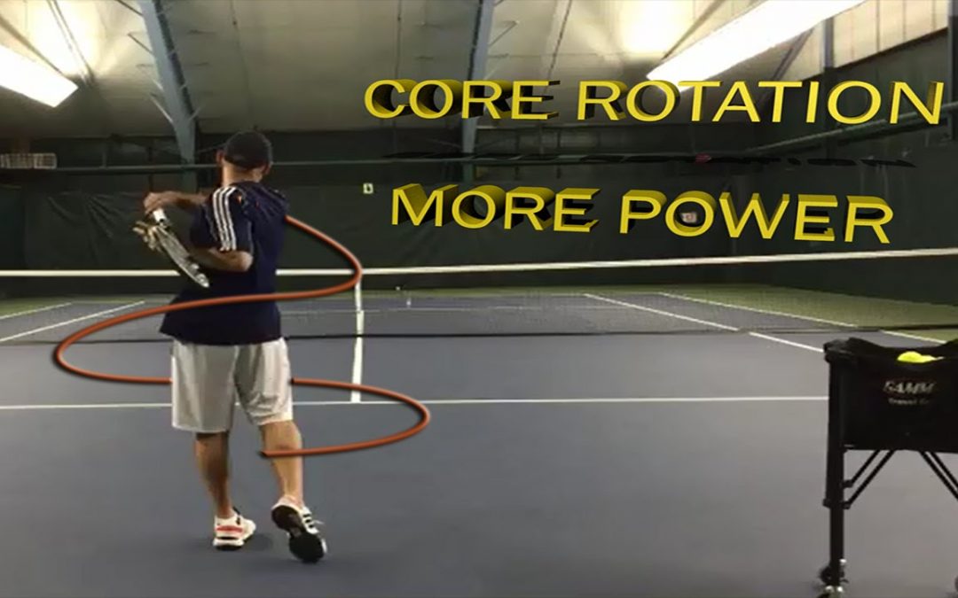 Effortless Power from Core Rotation Timing in Tennis