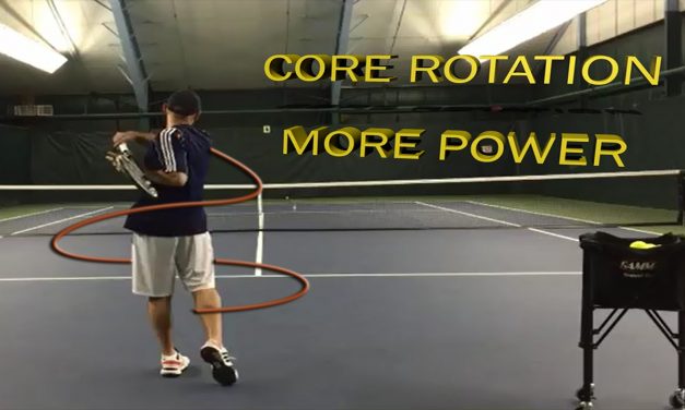 Effortless Power from Core Rotation Timing in Tennis